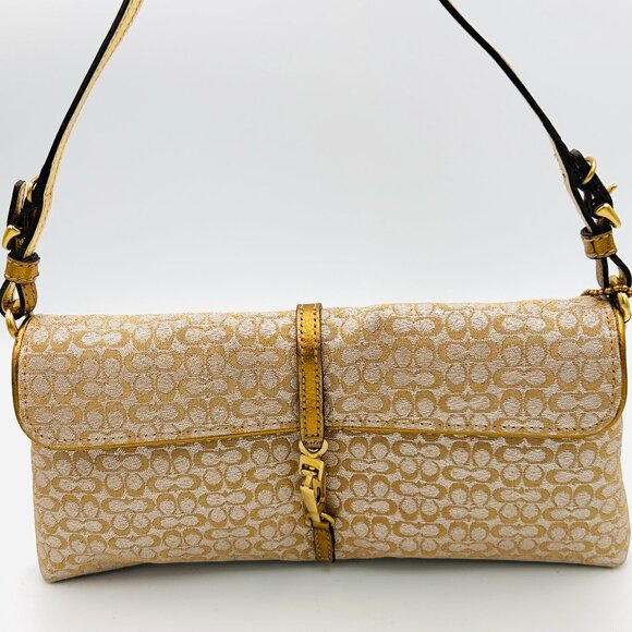 Coach Gold Metallic Signature Evening Bag No F3J - 6380 - Picture 1 of 14